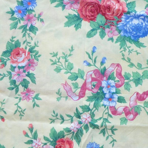 unknown Other - Peach Rose Purple Rose Yellow Victorian Fabric 1YD